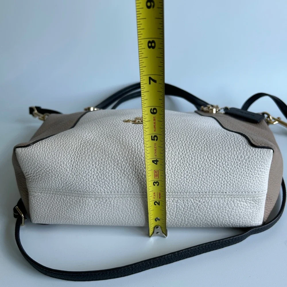 Coach Kacey Satchel Chalk Multi Pebbled Leather Bag Excellent